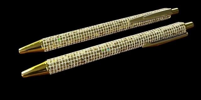 Glitter Ballpoint Pen Gold Glitter with Gold Trim