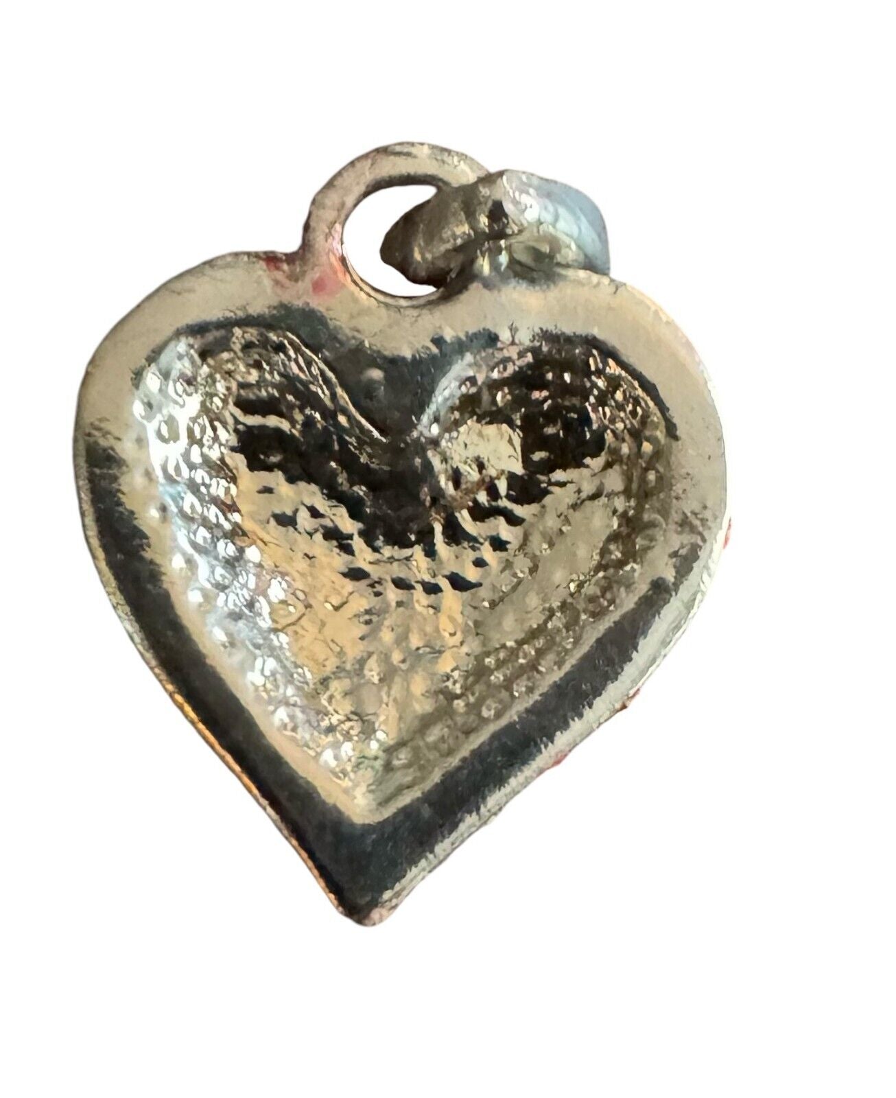 Vintage Small Red Rhinestone Heart .75" Charm Pendant