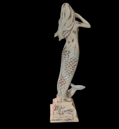Mermaid Statue Upright Chabby Chic 18" Tall