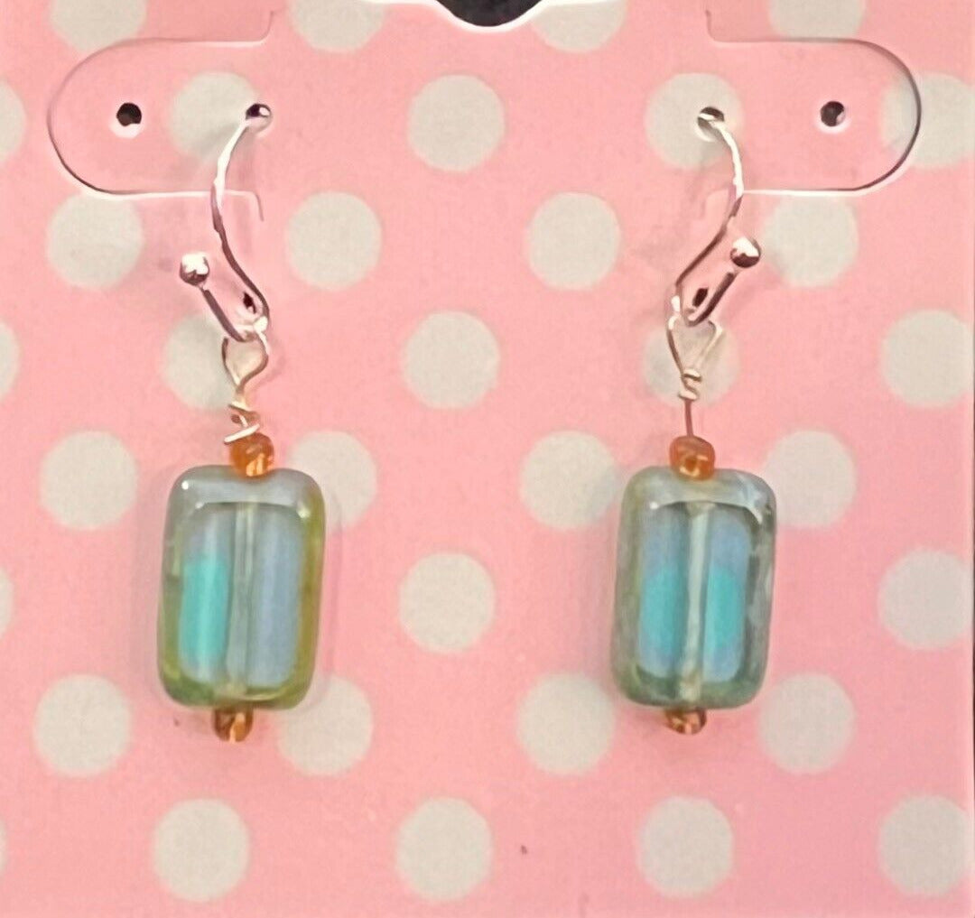 Vintage Earrings Faux Stones Light Turquoise
