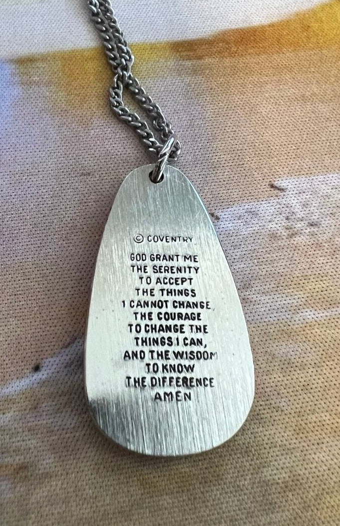 Vintage Silvertone "Coventry" Praying hands Serenity  Blessing Necklace