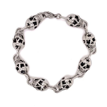 Stainless Steel Punk Skull Link Chain Bracelet Gothic Biker Jewelry