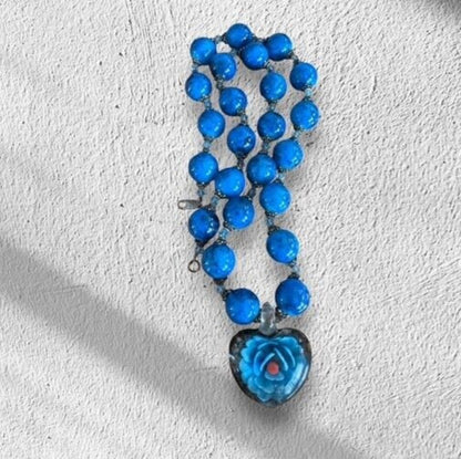 Vintage Necklace - Bracelet - Earrings Set Glass Beads