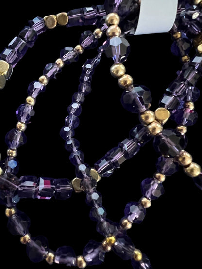 Purple Crystal Beaded Bracelet 4 Strands