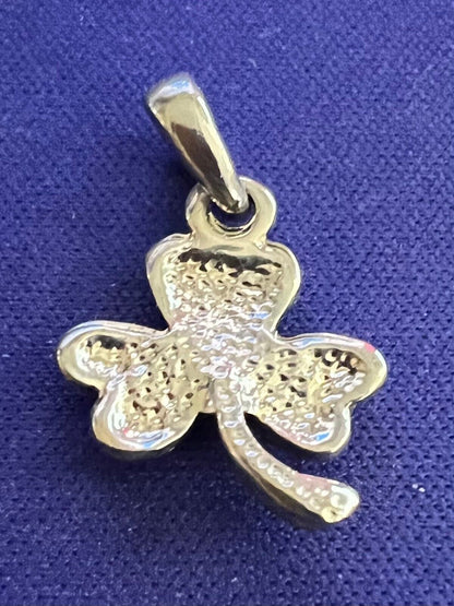 Vintage 3 Leaf Clover Silvertone Charm Pendant