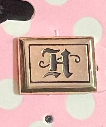 Vintage Silvertone with Black Initial H Tie Tack