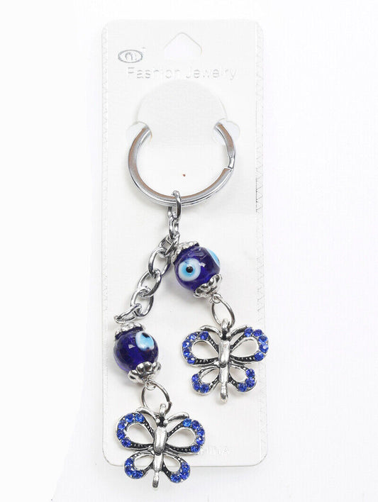 Key Chain Evil Eye with 2 Butterflys