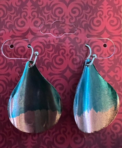 Fashion Jewelry Green & Copper Colored Light Weight Metal Earrings